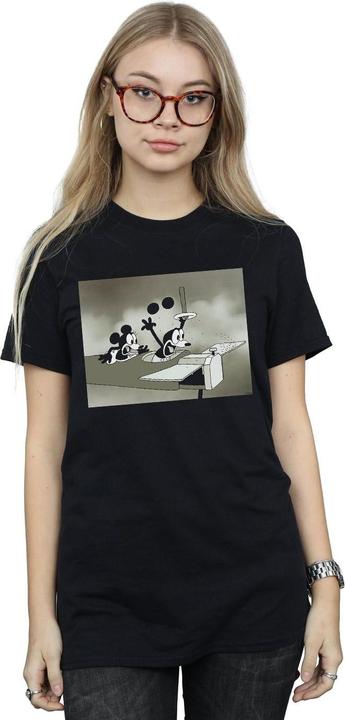 Actual product image Disney Womens/Ladies Mickey Mouse Crazy Pilot Cotton Boyfriend T-Shirt (XL)