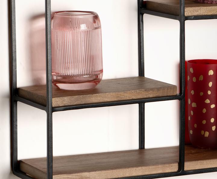 Image du produit FineBuy Étagère murale FB92219 Métal Noir (50 x 60 x 14 cm)