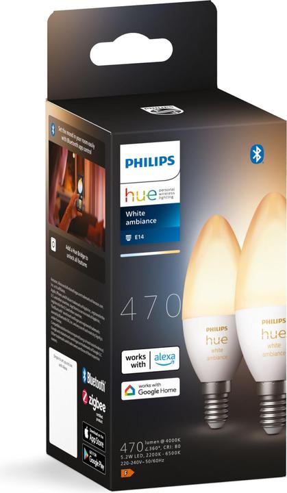 Produktbild Philips Hue White Ambiance BT (E14, 5.20 W, 470 lm, 2 x, G)