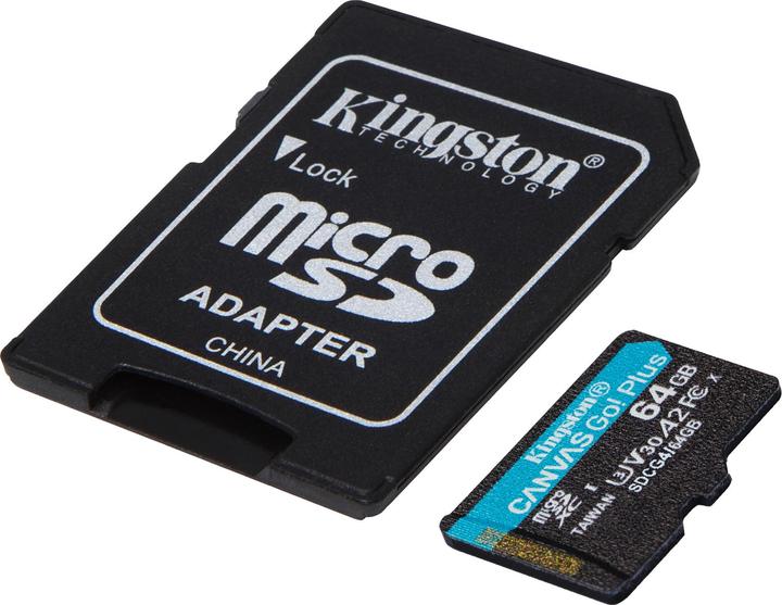 Immagine prodotto Kingston Card Canvas Go Plus MicroSD +ADP 64GB (64 GB, microSDXC, U3, UHS-I)