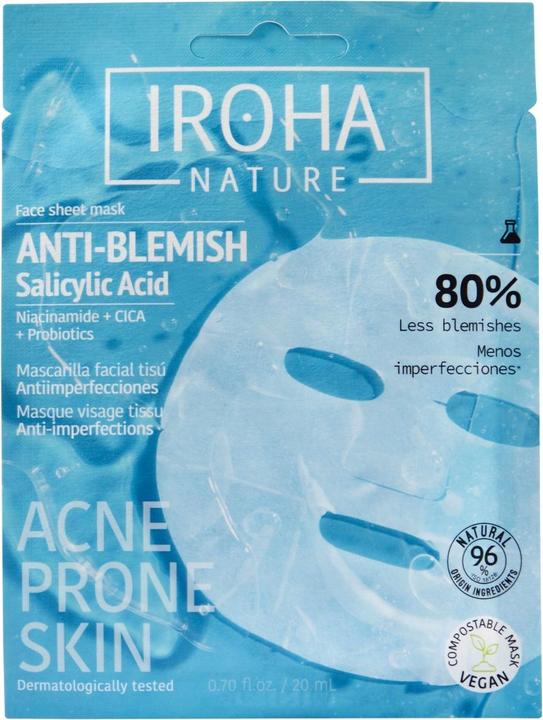 Produktbild Iroha Nature Anti-Blemish - Face Sheet Mask With Salicylic Acid, Niacinamide, Cica + Probiotics