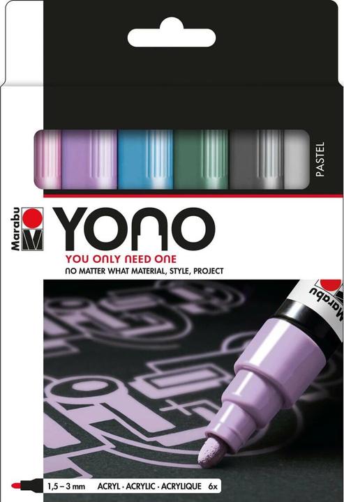 Marabu Acrylmarker Yono (Mehrfarbig, Violett, Grün, Blau, Grau, 3 mm, 6 x)