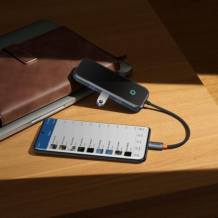 Image du produit Baseus AcmeJoy 4-Port Type-C HUB AdapterType-C to USB3.0*3+Type-C PD&Data *1Dark Gray (USB-C, 4 Ports)