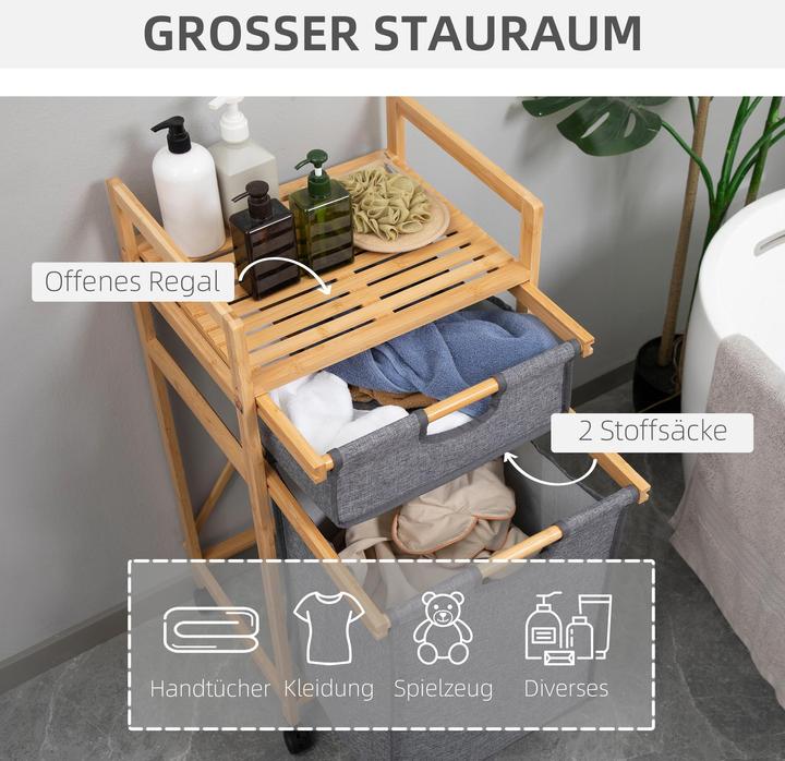 Produktbild Homcom Wäschekorb mit Rollen (42 l)