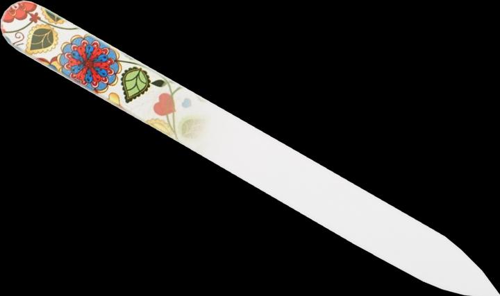 Image du produit Lime en verre - double face, gravée dans du verre trempé, fleurs, longueur : 13,5cm