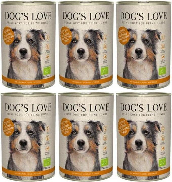 Produktbild Dog's love BIO Truthahn, Amaranth, Kürbis & Petersilie (Adult, 1 Stk., 400 g)