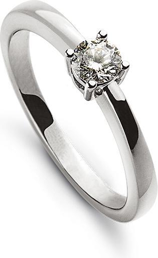Actual product image Muau Solitaire ring 4-handle setting white gold 750, brilliant 0.15ct. (54, 950 Platinum)