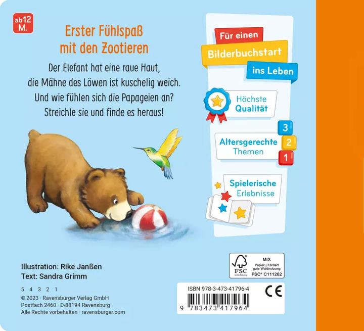 Produktbild Ravensburger Mein erstes Fühlbuch: Meine Zootiere (Deutsch)