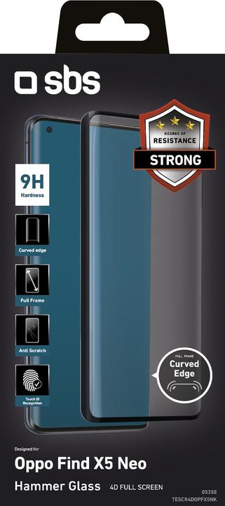 Immagine prodotto SBS Protezione dello schermo 4D Full Glass per Oppo Find X5 (1 Pezzo/i, Oppo trova X5)