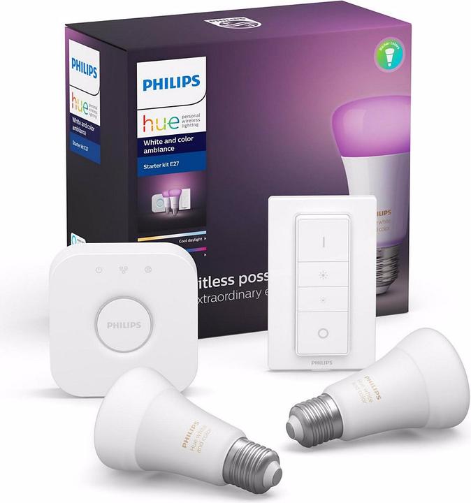 Produktbild Philips Hue White & Color Ambiance BT Starterset (E27, 9 W, 806 lm, 2 x, F)