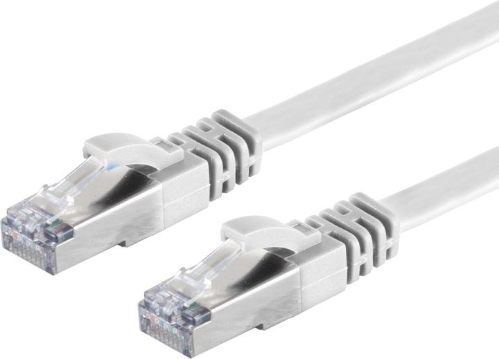Produktbild S-Impuls 2er-Set Netzwerkkabel Cat 7, Flachkabel, 2x RJ45 Stecker, weiss, 15 m (U/FTP, CAT6a, 15 m)