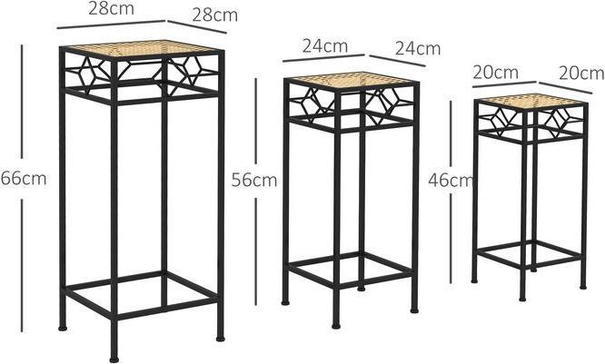 Produktbild Swisshandel24 3-tlg. Pflanzenständer Stapelbarer Blumenhocker Blumentopfhalter mit Rattanoptik Pflanzenhocker für