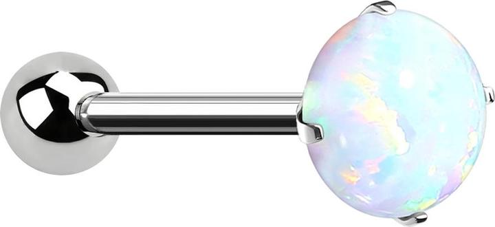 Produktbild Star Piercing Micro Threadless Barbell silber mit Kugel und Opal weiss gefasst (ohne Messing, Titan G23)