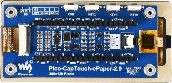 Image du produit WaveShare Écran tactile E-Ink 2.9inch pour Raspberry Pi Pico (B)