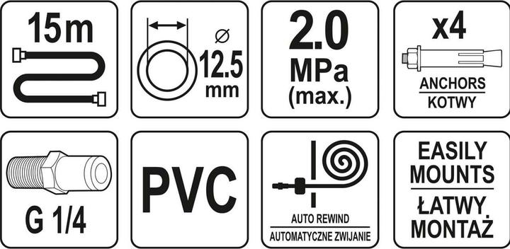 Actual product image Yato Professional Compressed Air Automatic Hose Reel 15m Ø12.5mm YT-24246