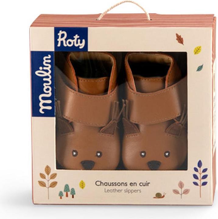 Image du produit Moulin Roty Chaussons en cuir écureuil camel Pomme des Bois 18/24 mois (18, 19, 20, 21, 22, 23, 24)