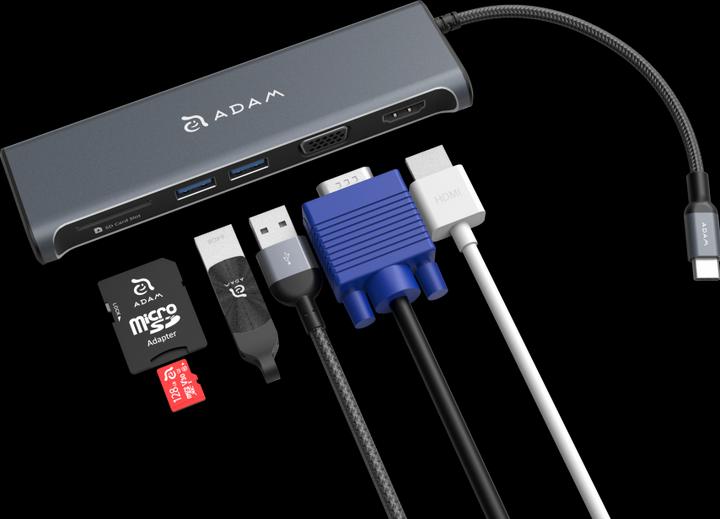 Actual product image Adam Elements CASA HUB A03 - USB-C multi-port adapter incl. 4K HDMI and FullHD VGA, Grey (USB-C, 5 ports)