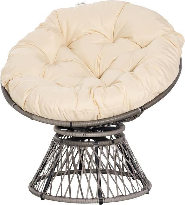 Image du produit Swisshandel24 Fauteuil Papasan Fauteuil en osier Fauteuil coquille avec assise rembourrée 360 degrés Rotin