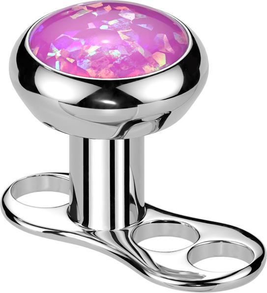Produktbild Star Piercing Dermal Anchor Innengewinde silber mit Opal pink (ohne Messing, Titan G23)