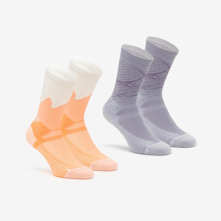 Image du produit Quechua Chaussettes randonnée - hike 500 high gris et abricot x2 paires (39, 42)