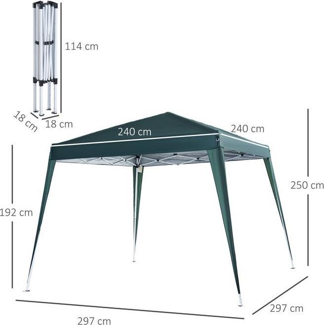 Actual product image Swisshandel24 Folding gazebo incl. carry bag 2.4x2.4m steel green (240 cm, 240 cm)
