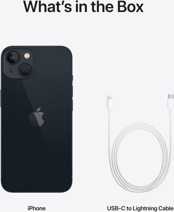 Produktbild Apple iPhone 13 (512 GB, Midnight, 6.10", SIM + eSIM, 12 Mpx, 5G)