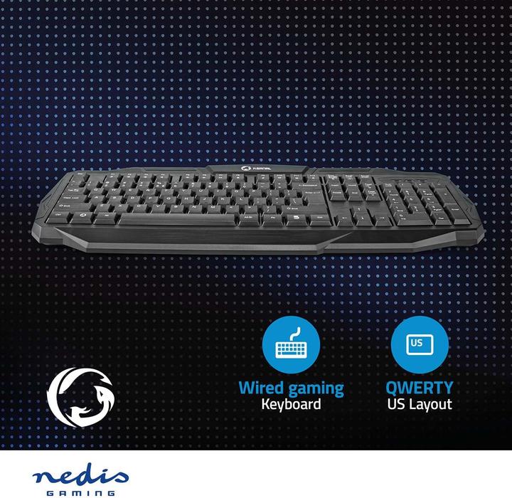 Produktbild Nedis Wired Gaming Keyboard Gaming-Tastatur mit Kabel USB 2.0 US-amerikanisches Tastaturlayout Schwa (Eng. Int., Kabelgebunden)