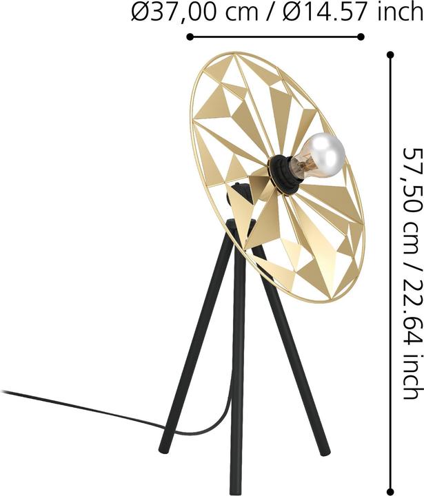 Produktbild EGLO 43808 CASTANUELO E27 Tischleuchte 370x270mm Schwarz Gold (E27)