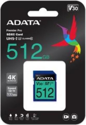 Produktbild Adata Premier Pro SDXC UHS-I U3 Class 10 (V30S) (512 GB, SDXC, U3, UHS-I)