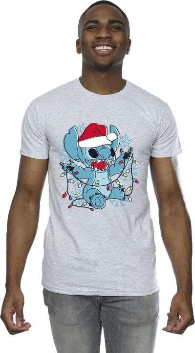 Produktbild Disney Lilo And Stitch Christmas Lights Sketch TShirt (L)