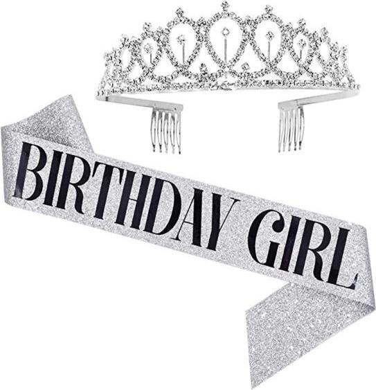 Produktbild MU Style BG Series Schärpe "Birthday Girl" + Krone