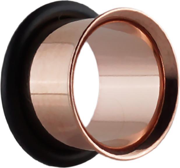 Star Piercing Flared Tunnel rosegold mit O-Ring (ohne Messing, Chirurgenstahl 316L)