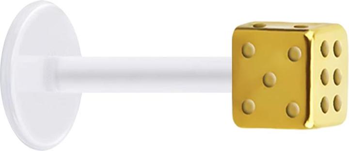 Immagine prodotto Star Piercing Micro Labret trasparente con cubetto placcato oro (Acciaio chirurgico 316L, senza ottone, Bioflex)