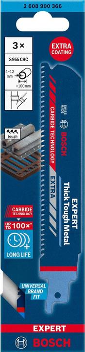 Image du produit Bosch Professional Zubehör Lame de scie sabre EXPERT 'Thick Tough Metal' S 955 CHC, 3 pièces