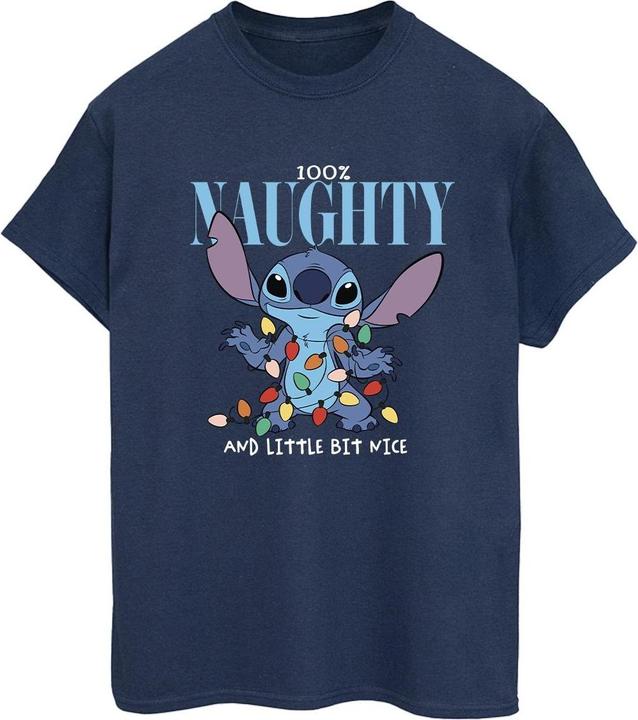 Actual product image Disney Womens/Ladies Lilo & Stitch Naughty & Nice Cotton Boyfriend T-Shirt (4XL)