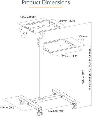 Immagine prodotto StarTech Mobile Projector and Laptop Stand/Cart - Heavy Duty Projector Stand (2 ripiani, ciascuno) - (Soffitto)