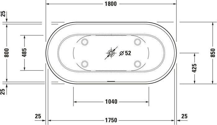 Actual product image Duravit Bathtub LUV 1800x850mm free-standing 2 back slopes white (252 l, 180 cm, 85 cm)