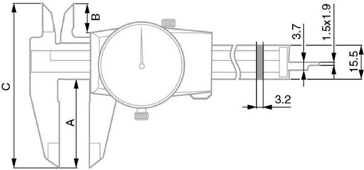 Productafbeelding Tesa Klok schuifmaat CCMA-M 150 mm / 00510008 (4 cm)