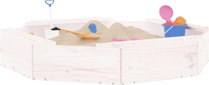 Actual product image VidaXL Sandkasten mit Sitzen Weiss Achteck Massivholz