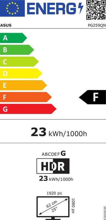 Energy Label ASUS ROG Swift PG259QN (1920 x 1080 pixels, 25")
