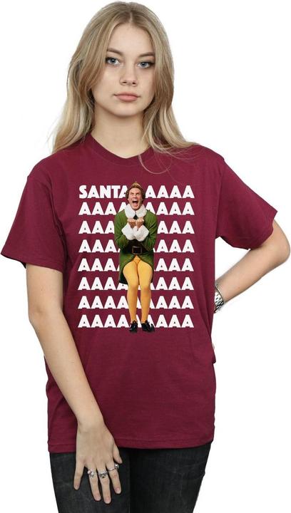 Actual product image Elf Womens/Ladies Buddy Santa Scream Cotton Boyfriend T-Shirt (M)