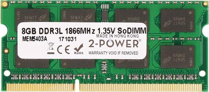 Produktbild 2-Power 8GB PC3-14900 1866MHz 1.35V SODIMM (1 x 8GB, 1866 MHz, DDR3-RAM, SO-DIMM)