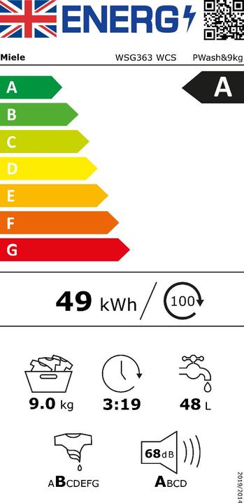 Energie-Label Miele WSG 363 WCS PowerWash 2.0 (9 kg, Links)
