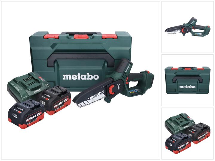 Produktbild Metabo MS 18 LTX 15 Akku Gehölzsäge 18 V 15 cm 5 m/s + 2x Akku 5,5 Ah + Ladegerät + metaBOX (Akku Kettensäge)