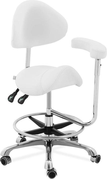 Produktbild Physa Sattelstuhl Sattelhocker mit Lehne Rollhocker Braun höhenverstellbar PVC-Leder