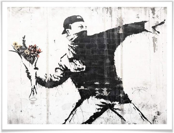 Trenddeko Poster Banksy – Der Blumenwerfer 60 x 50 cm, Papier (60 x 50 cm)