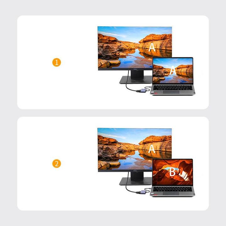 Actual product image Ugreen adapter converter USB - HDMI 1.3 (1920 x 1080@60Hz) + VGA 1.2 (1920 x 1080@60Hz) grey (CM449) (USB 3.0, 1.70 cm)