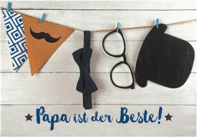 Card Clothesline with Bow Tie, Glasses and Hat