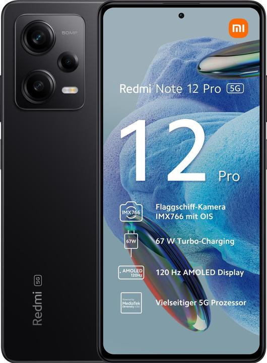 Xiaomi Redmi Note 12 Pro 5G (128 GB, Midnight Black, 6.67", Doppia SIM, 50 Mpx, 5G)
