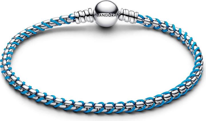 Produktbild Pandora Blaue Kordel Schlangen Gliederarmband (20 cm, Silber 925, Textil)